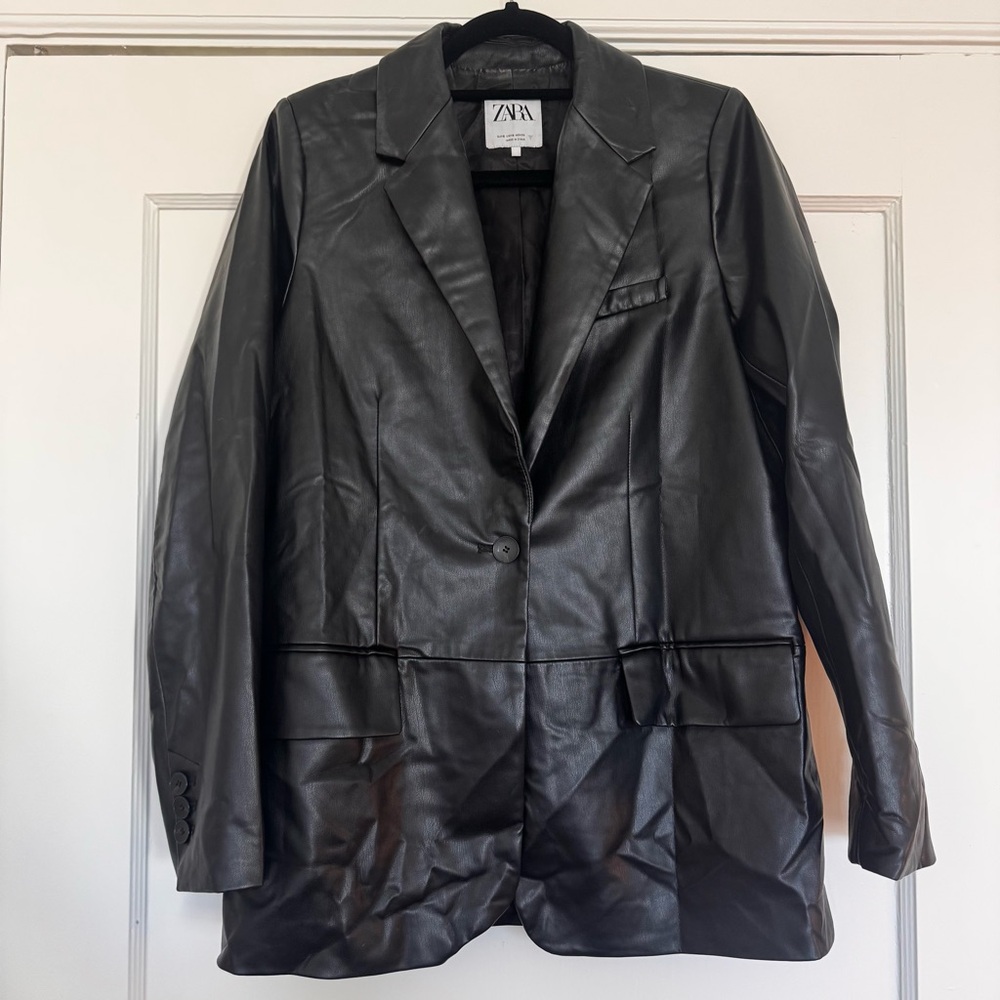 Zara Faux Leather Blazer